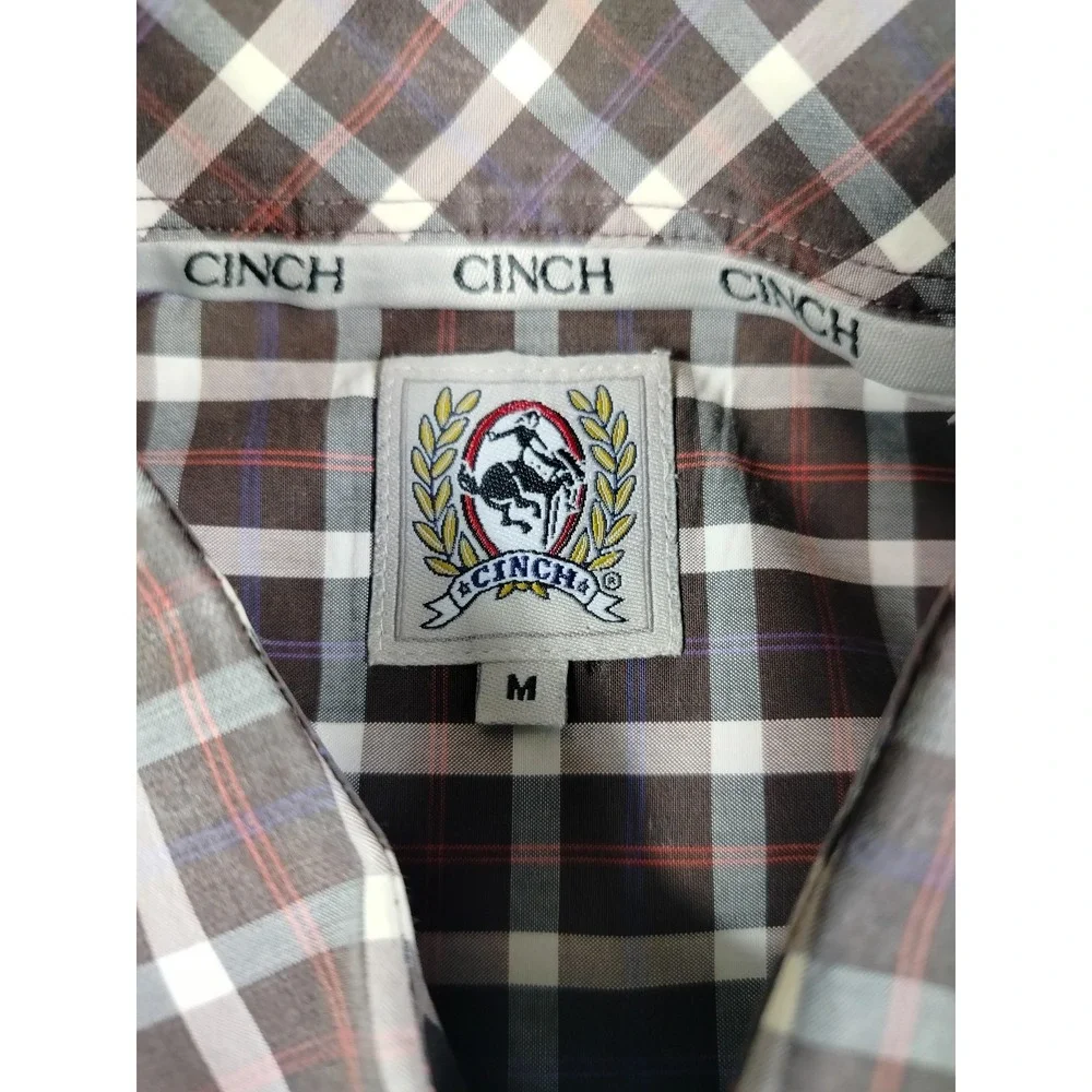 Cinch Shirt‎ Mens Medium Black Red Plaid Button Westerncore Rodeo Cowboycore - Picture 3 of 10